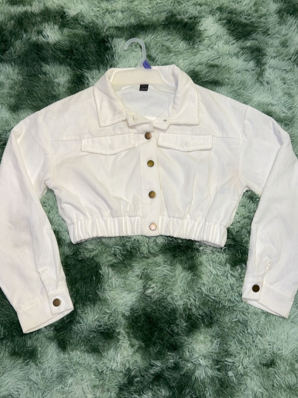 SHEIN White Cropped Button-Front Jacket